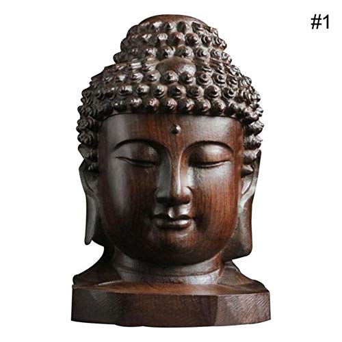 FUYIO Buddha Statue Wood Wooden Sakyamuni Tathagata Figurine Mahogany India Buddha Head Statue Crafts Decorative Drop Shipping,6cm