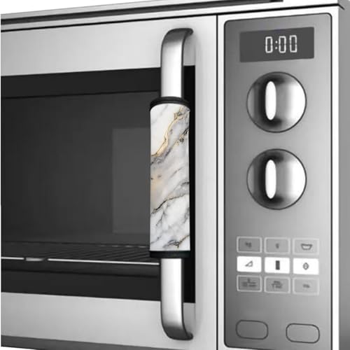 Image of Fridge Door Handle Covers Set of 6 Washable Kitchen Appliance Handle Protectors for Fridge Microwave Stove Dishwasher Refrigerator Accessories, Marble White Gray