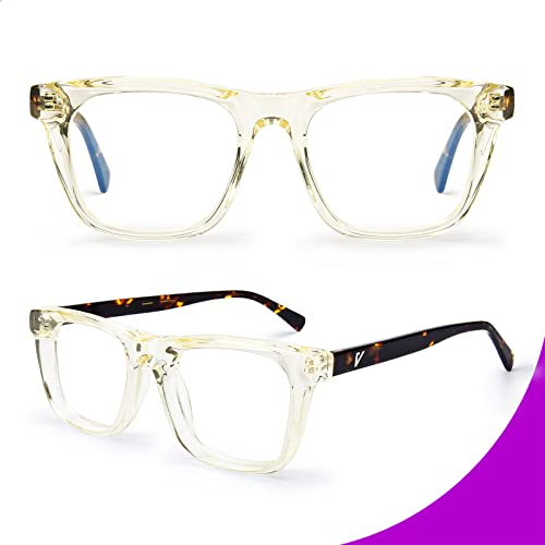 Image of VISOONE Square Blue Light Blocking Glasses TR90 Clear Lens for Women Men BONA