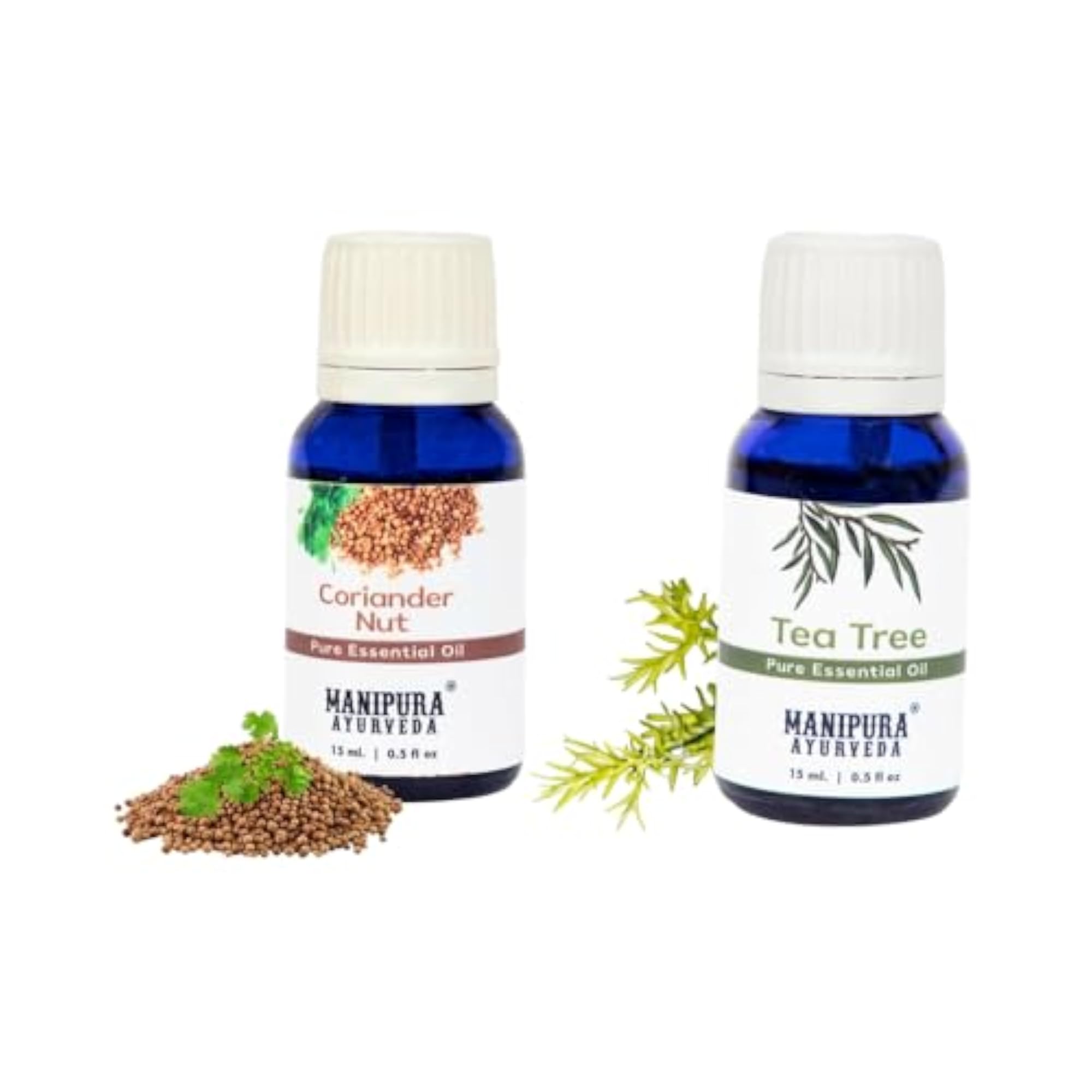 Coriander Nut + Tea Tree Essential Oil Combo Pack, 100% Pure & Natural