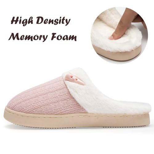 NineCiFun Women's Slip on Fuzzy House Slippers Memory Foam Slippers Scuff Outdoor Indoor Warm Plush Bedroom Shoes with Faux Fur Lining4