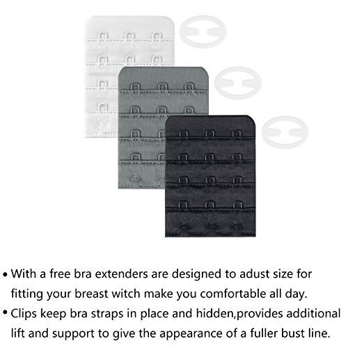 Angelhood Nursing Bra 3 Pack Womens Maternity Breastfeeding Bra Wireless Sleep Bra Bralette with Extenders & Clips Black/Grey/White