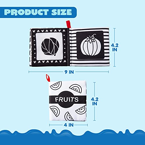 Joyin 8Pcs Baby Soft Books, Black And White High Contrast Crinkly Cloth Infant Books, Nontoxic Fabric Waterproof Newborn Toys, Toddler Educational Learning Toys Perfect For Baby Shower Birthday Gifts #TOP6