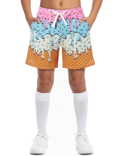 Cozople Boys Athletic Shorts Kids Pink Drip Ice Cream Running Shorts Size 7 Lightweight Sport Shorts...