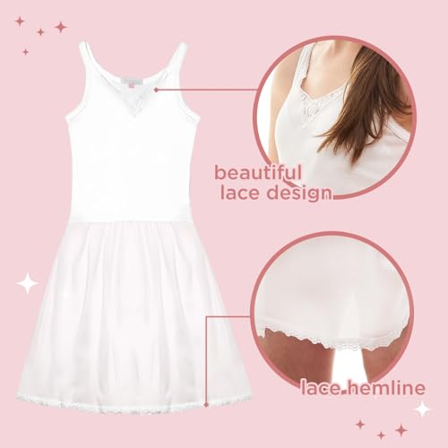 Valair Candyland Full Slip for Girls Sleeveless 100% Cotton Camisole-Style Top with Cling-Free Silky 100% Nylon Bottom4