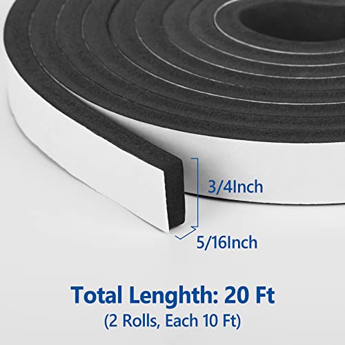 Image of Kikerike Self Adhesive Foam Tape Weatherstrip 3 /4In x 5 /16In x 20Ft High Density Foam Insulation Strips Seal Weather Stripping with Strong Adhesive for Door and Window Sound Isolation Soundproofing