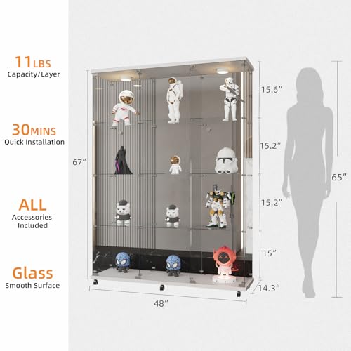 Image of LFT HUIMEI2Y 12-Shelf Glass Display Cabinet with LED, Display Case White