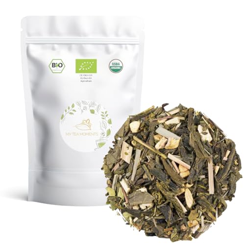 Té Verde 100% Orgánico Jengibre y Limón Granel - Energizante, Antiinflamatorio, Antioxidante, Refrescante - Cultivo Sostenible - Ingredientes: Té China Sencha, Citronela, Jengibre, Limón. (200)