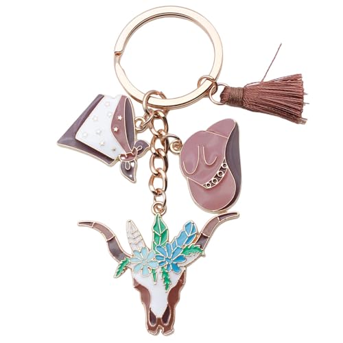 Western Cowboy Boots Keychain Cute Cowgirl Hat Shoes Keyring Keychain
