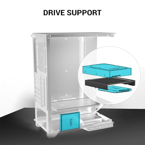 Image of Ant Esports X2 LCD Mid-Tower Computer Case /Gaming Cabinet - White | Support ATX, M-ATX, M-ITX | Pre-Installed 3 ARGB Fans
