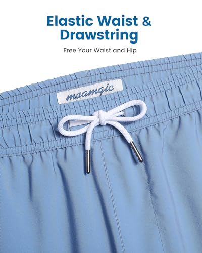 Image of maamgic 5inch Mens Swimming Trunks with Compression Liner 2-in-1 Swim Trunks Stretch Quick Dry Swim Shorts Zipper Pockets