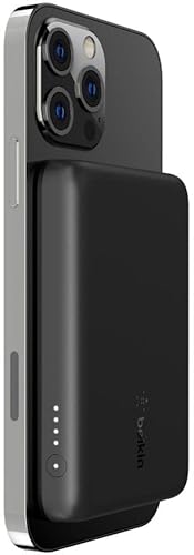 Belkin Banco de energía inalámbrico con carga inalámbrica de 7.5 W compatible con MagSafe - Banco de carga magnético portátil - Compatible con
