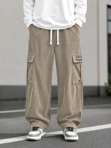Image of GURIK Men's Cargo Pants, Casual Loose Fit Joggers with 6 Pockets