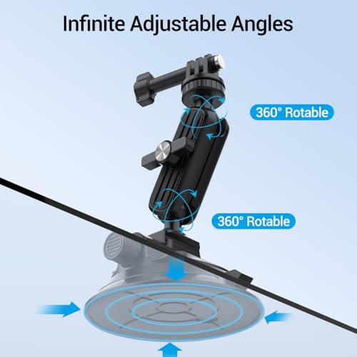 Image of yantralay 360 Rotation Suction Cup Camera Mount with Pump Lock | Heavy Duty Action Camera & Mirrorless Holder for Insta 360 X5 /X4, D JI OS MO Action 6 /5 /4, Go pro Hero 13 /12