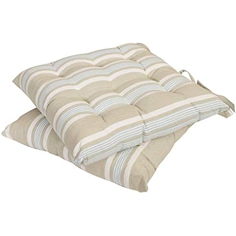 Dibor 2 Seat Pads in Blue, Grey & White Stripe Cover