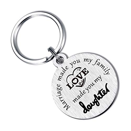 TANGWISH Stepdaughter Gifts Daughter In Law Keychain, Marriage Made You My Family Love Made You My Daughter Jewelry3