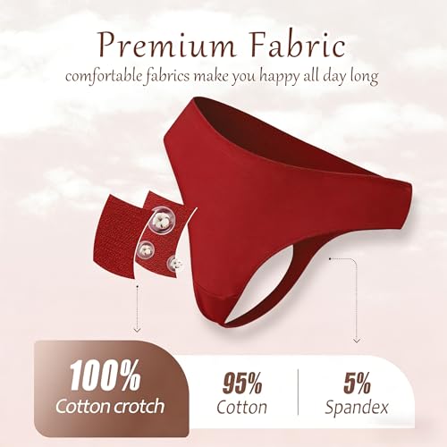Image of READY TO LOVE Cotton Underwear for Women Pack Breathable Thongs for Women Sexy Stretch Soft Womens Panties Thong XS-XL