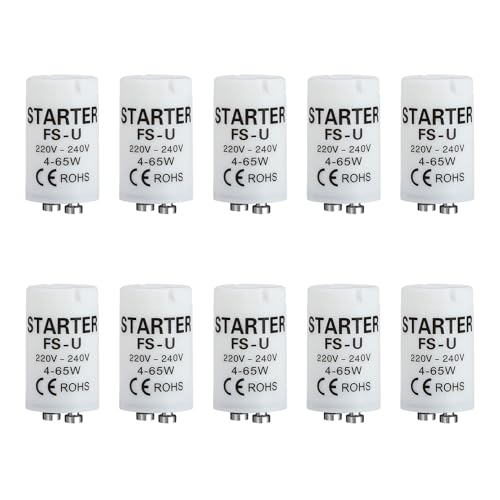 10 Piezas Cebador Led, Cebador Fluorescentes Led 4-65W 220-240V, Cebadores Universales para Iluminación de Tubos Fluorescentes y Neón, Encendido Rápido y Seguro para Uso Doméstico y Profesional