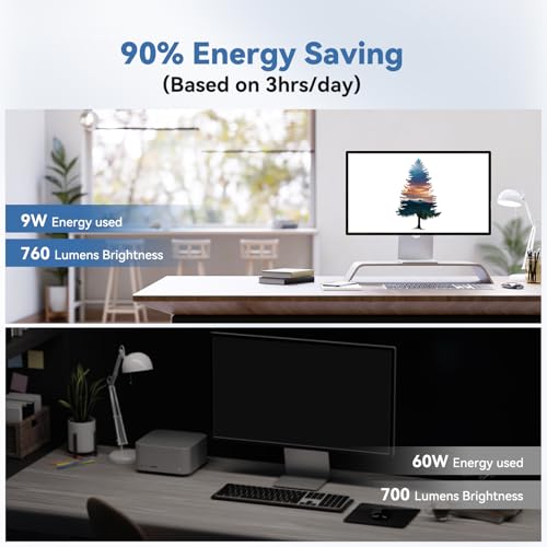 Image of A19 LED Light Bulbs,60 Watt Equivalent LED Bulbs,Daylight White 5000K LED Lights for Bedroom,760LM Non-Dimmable,9W E26 LED Lights,4-Pack