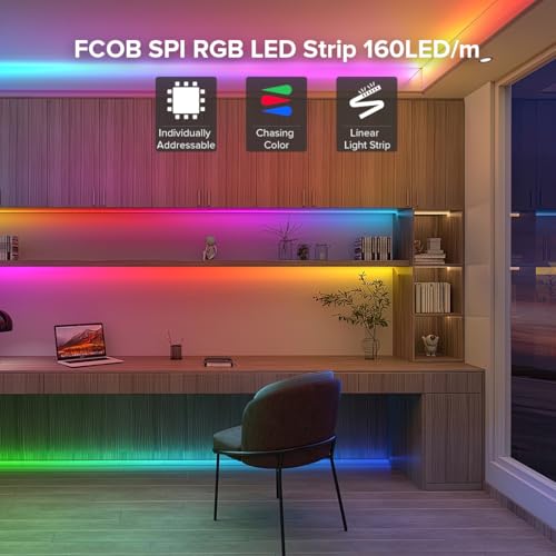 Image of WS2812B Addressable LED Strip 6.56ft 160LEDs /m High Density 5V RGB Individual Lighting 320 ICS Flexible 5mm COB Uniform Light for Bedroom Car Decor | No Controller /Adapter