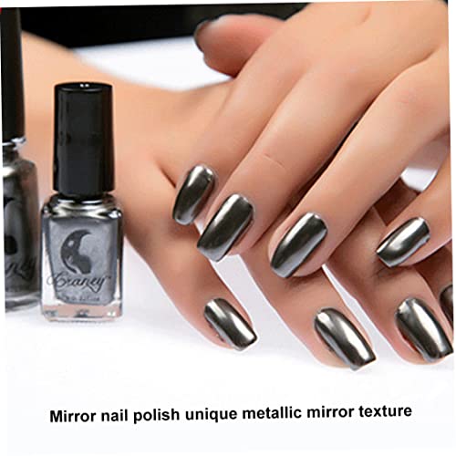 Spiegelnagellack langlebiger metallischer Nagellack Schnelltrocknungsgel Polish 6ml Silber Spiegel Nagellack 1 Flasche – Bild 4
