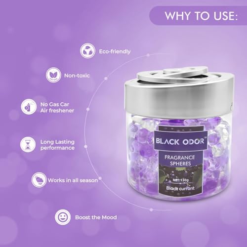 Image of BKN Super Fragrance Black Odor Car Air Freshener B0-10| 130g Bubble Gel Balls | Long-Lasting Scent for Home, Office, Car, Bathroom & Closet | Odor Eliminator & Room Deodorizer (Black Currant)