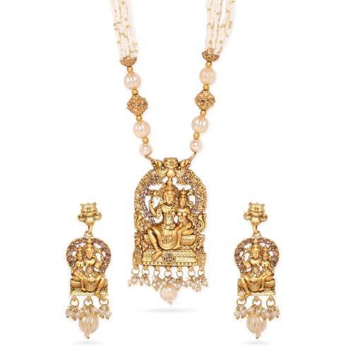 Image of Rubans Long Necklace Set Gold Plated Traditional Stylish Multicolour Jewellery Gift for Women & Girls