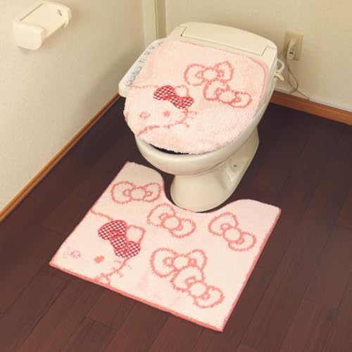 ハローキティ トイレマット 2点セット サンリオ シュシュ ピンク リボン キャラクター トイレタリー かわいい 洗える 抗菌 防臭 滑り止め 温水洗浄便座対応 キティちゃん