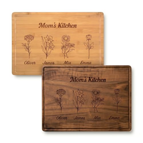 Tabla de cortar personalizada para mamá y abuela, con flor de nacimiento grabada, regalos personalizados para el Día de la Madre, Navidad o cumpleaños miniatura 7