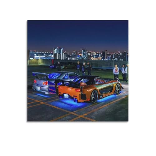 Poster R34 & RX7 voiture de sport japonaise, toile déco moderne chambre 70x70 cm