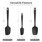U-Taste Silicone Spatula Set, 600ºF High Heat Resistant, 3-Pcs, Black - Image 3
