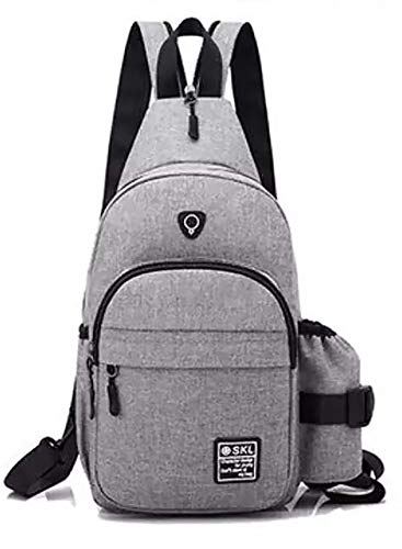 DOUBLE A IRON Sling Bag Crossbody Shoulder Multipurpose Casual Daypacks with Earphone Hole for Men Women - Gray
