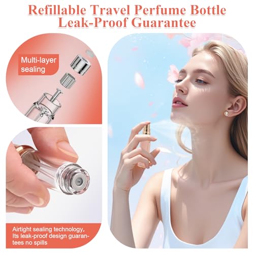 Refillable Travel Perfume Bottle – Fine Mist Atomizer, Bottom Fill, Genuine Leather Shell, TSA Approved, For Daily Refresh & Travel (Black, 10ml)3