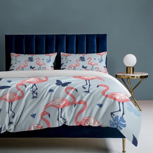Ropa de cama de flamencos de microfibra con dos fundas de almohada infantiles 8