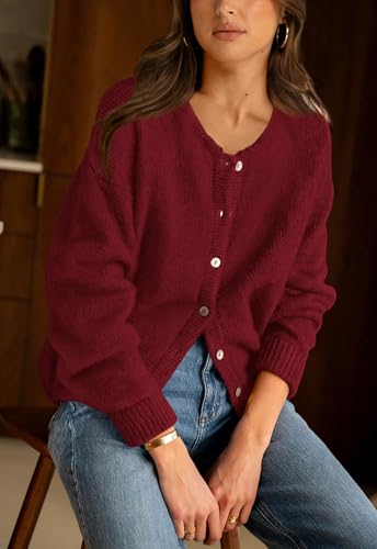 Image of PRETTYGARDEN Long Sleeve Crewneck Button Down Womens Sweaters Fall Open Front Chunky Cardigan Sweaters for Women 2026