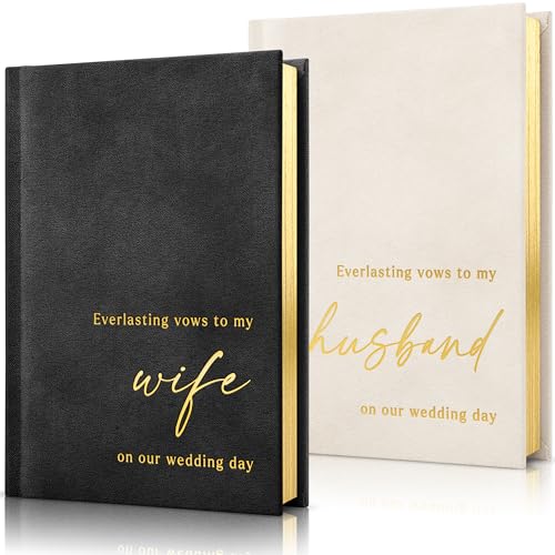 Livros elegantes de votos de casamento de veludo com letras douradas - Livros de votos de tamanho perfeito para ele e ela com muitas páginas para escrever o que quer que esteja em seu coração - Uma