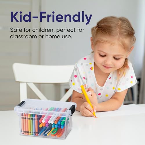 Image of Superio 1.05 Quart Mini Clear Plastic Storage Container with Lid, Stackable Small Organizer Box for Crayons, Art Supplies, Beads, Sewing, Stationery & Food Storage, 8 Pack