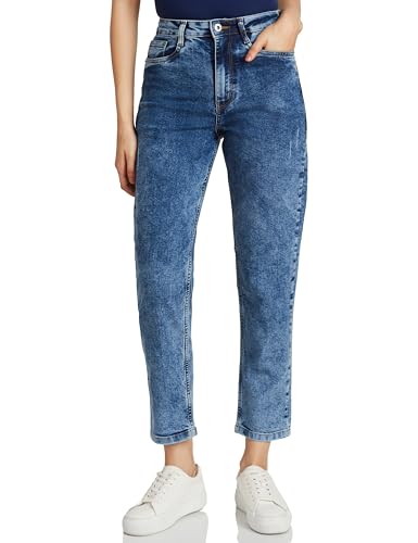 Image of Amazon Brand - Symbol Women's Loose Flared Jeans | Mid Rise | Cotton Blend Stretch | 5-Pocket (Available in Plus Sizes)