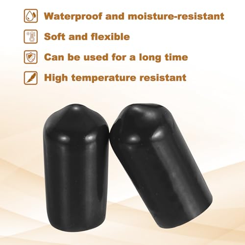 Image of uxcell 88Pcs Rubber End Caps, 8mm(5 /16 inch) ID 18mm(21 /32 inch) Height Round Screw Thread Protectors Flexible Screw Bolt Covers Caps for Metal Tube Rod Bolt, Black