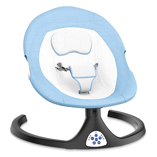 Image of Baby Swings for Infants, Bluetooth Baby Swing for Indoor and Outdoor, with Remote Control, 3 Point Harness Belt, 5 Sway Speeds,10 Preset Lullabies, Blue