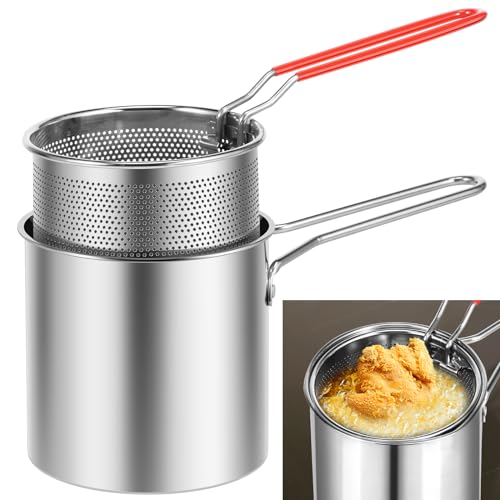 Friteuse en acier inoxydable 304, panier de 1200 ml, mini friteuse à huile multifonction, poêle pour tempura, poisson, poulet