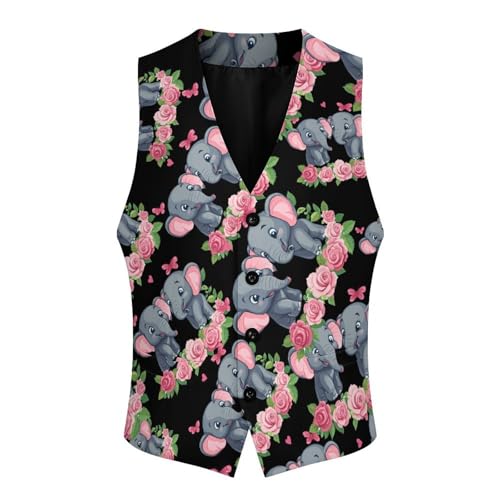 Elephant Men's Suit Vests Dress Vest V-Neck Waistcoat Slim Business Formal with Pocket4
