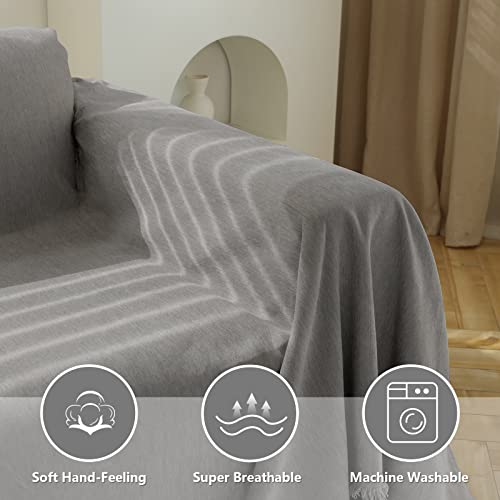 Meetsky Sectional Couch Cover Sofa Covers Sofa Throw Cover Reclining Sofa Slipcovers For Dog Modern Decor Couch Protector For Living Room/Bedroom Decoration, 71" X 118", Light Grey #TOP4