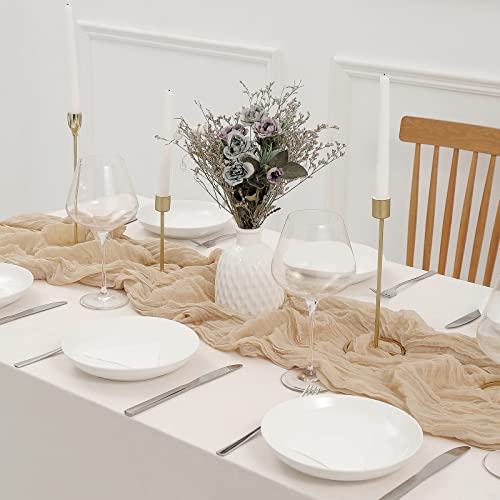 Dolopl 8Pcs Beige Cheesecloth Table Runner Bulk 13.3Ft Boho Gauze Cheese Cloth Table Runner Rustic Sheer Runner 160Inch Long For Wedding Bridal Baby Shower Birthday Party Cake Table Decorations #TOP4