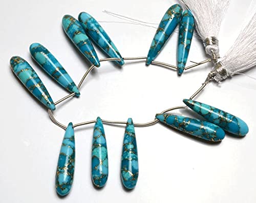 LKBEADS 1 plaża Natural Mojave Blue Copper Turquoise 6 cali Smooth Tear Drop Shape Briolettes 30-31 MM Long Size Hand Polished Briolettes