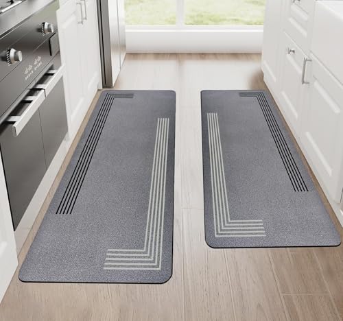 Image of SITTELLA 2 Pcs (45x100 l 45x120 cm) Mat Kitchen Floor Mats - Super Absorbent, Anti-Skid, Fast Drying & Washable Mats for Kitchen Sink, Counter & Platform Area
