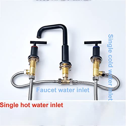 Mitigeur de lavabo 2 poignées dorées pour eau chaude et froide