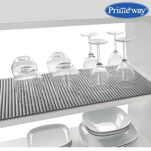 Image of Primeway PVC Protective mat | XXL 47 inch Length | Multi-Utility Non Slip | Cut-to-Fit Sink Liner for Kitchen Counter | Under Sink | Drawers | Cabinets | Shelf | Solid Thick & Durable | 33x120cm | Grey