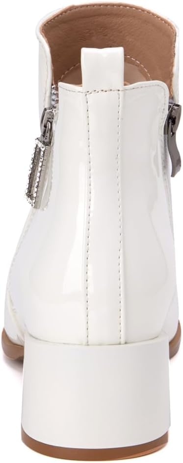 Women's Round Toe Western Chelsea Ankle Boots Side Zipper Chunky Low Heels Dressy Short Booties