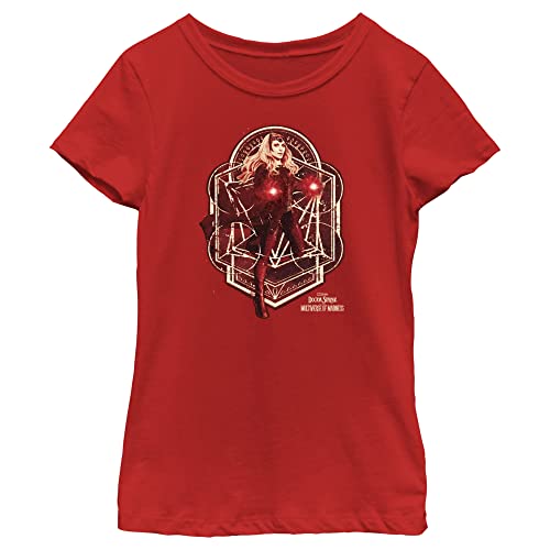 Image of Marvel Little, Big Likeness Doctor Strange Movie 2 Wanda Magic Girls Short Sleeve Tee Shirt, Red, X-L
